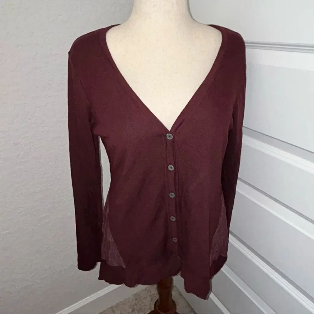 New, Cut Loose Long Sleeve Button Front Cardigan Knit Top